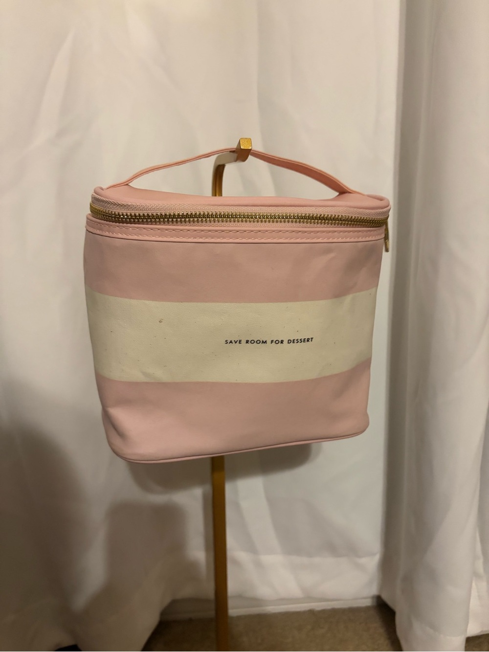 Kate Spade Pink & Cream Cosmetic Case - "Save Room for Dessert"
